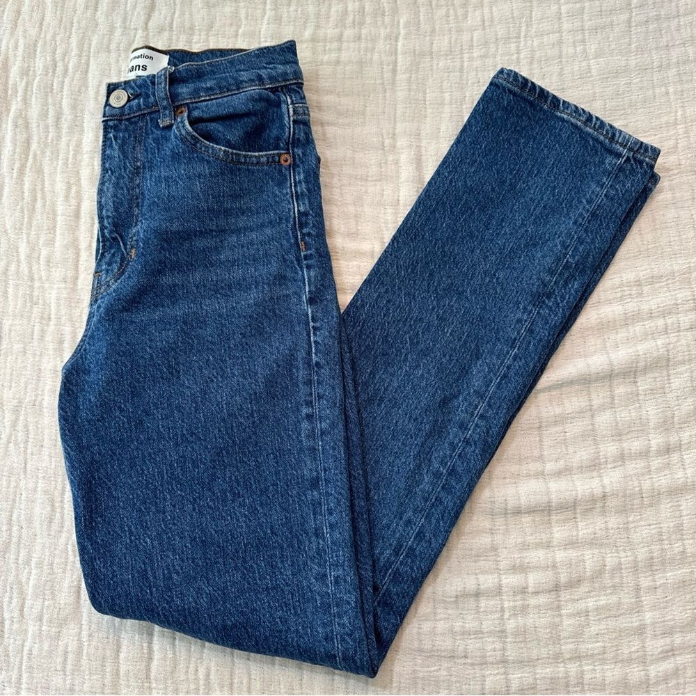 Reformation Jeans Women’s Liza High Rise Straight Leg Size 24 Blue Denim